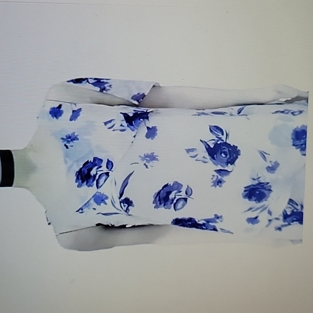 Mary McFadden blue white floral sleeveless layered dress Fully lined Sz XL …EUC - Picture 9 of 10